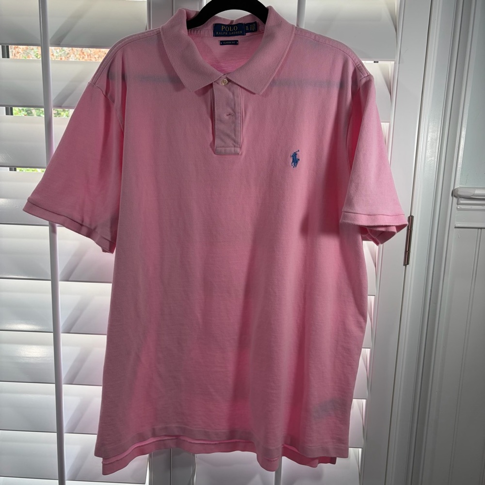 Polo Ralph Lauren Pink Classic Fit Short Sleeve Polo Shirt 100% Cotton (XL)
